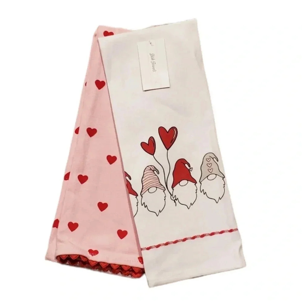 Target Valentines Day Love Hearts Gnome Dish Towel Set